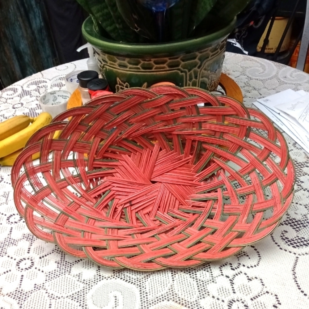 Vintage Handwoven Red Basket